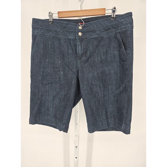 DB Women's Blue Double Button Denim Chino Shorts Size 16 - Picture 1 of 4